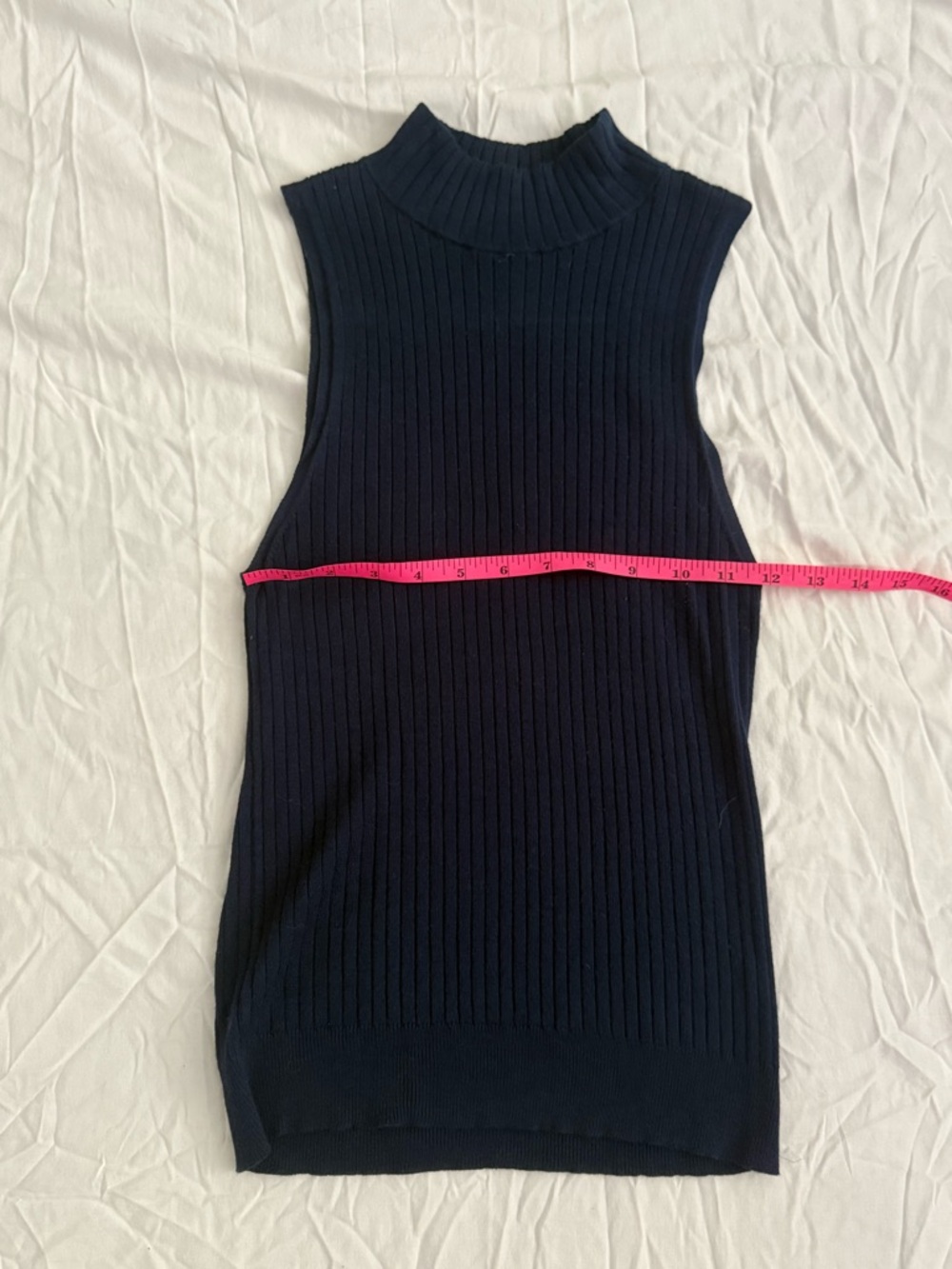 Express Ribbed Mock Neck Sleeveless Top Navy Size Small